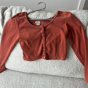 Burnt orange/orange long sleep crop top